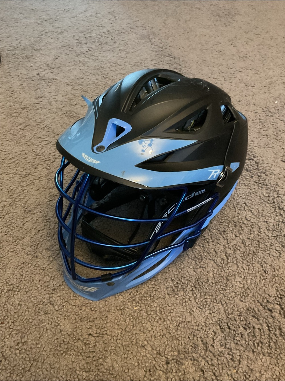 Final Sale! Cascade Vintage Blue Black Lacrosse Helmet Sporting Model R Guard - Picture 3 of 11